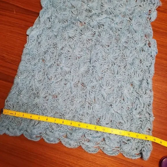 Vintage 60s sleeveless blue knit top small - Picture 5 of 10